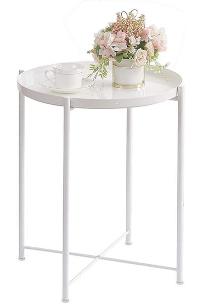 Generic bunca Side Table Metal Folding Side Table Small Round Sofa Table Anti-Rust Coffee Table