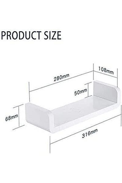 Generic Sulfar Self Adhesive Wall Mounted Plastic Bathroom Shelf for Shower, Kitchen, Bedroom, Toilet, 12.5