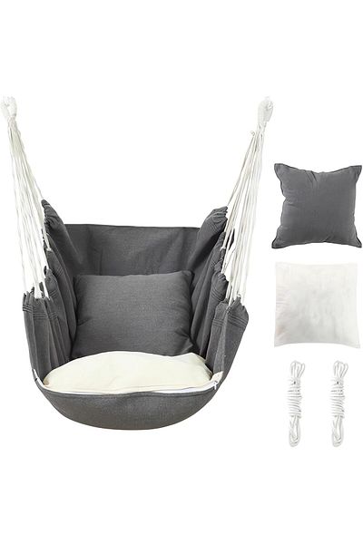 Generic Uandhome Hammock Chair, Hanging Rope Swing, Swing Chair with Cushion and Pillow, Large Hanging Chai