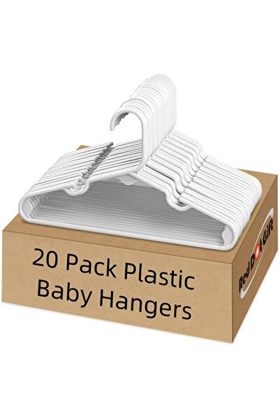 Red Dot Gift ® 20-Piece Non-Slip Plastic Baby Coat Hangers with Serrated Shoulders
