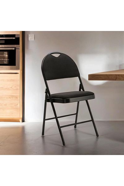 Generic Micasa Elegant and Modern Design Armless Padded Foldable Chair with Non-Slip Feet Black