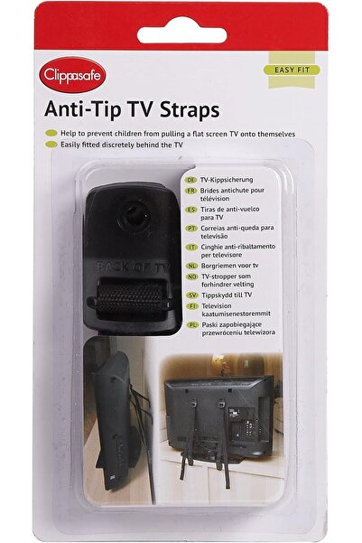 Clippasafe Anti-Tip TV Straps, Black - Pack of 1