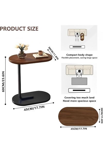 Generic Durku End Table, Couch Tables That Slide Under, C Shaped Side Table, Home Side Tables for Small Spa