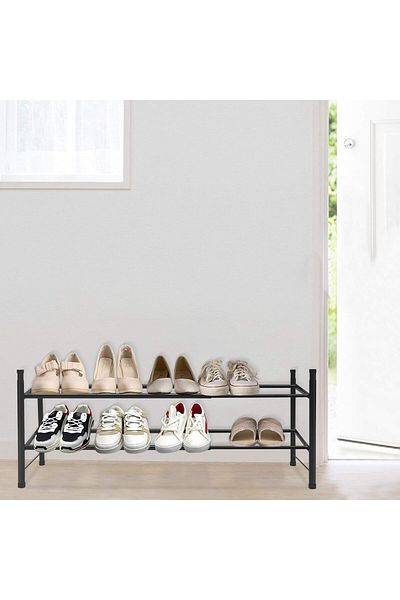 Generic Solerconm Shoe Rack 6-12 Pairs Shoes Organizer,Metal Iron of Expandable and Adjustable Shoes Organi