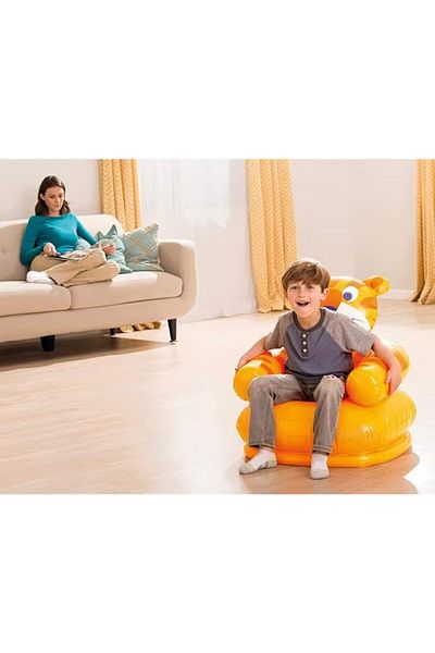 Generic Marah toys Inflatable Tiger Chair for Kids, Orange, 76 x 58 x 58 cm
