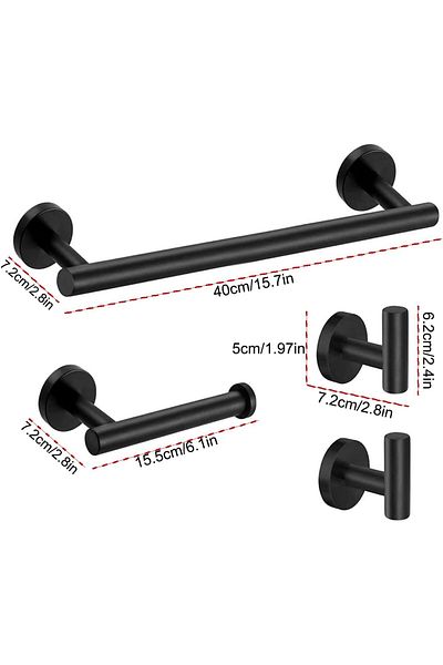 Generic EOGILY Bathroom Hardware Set, 4 Pieces SUS304 Stainless Steel Round Style Wall Mounted Towel Rack,