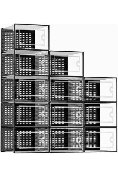 Generic Large Shoe Organizers Storage Boxes for Closet 12 Pack, Clear Plastic Stackable Sneaker Containers