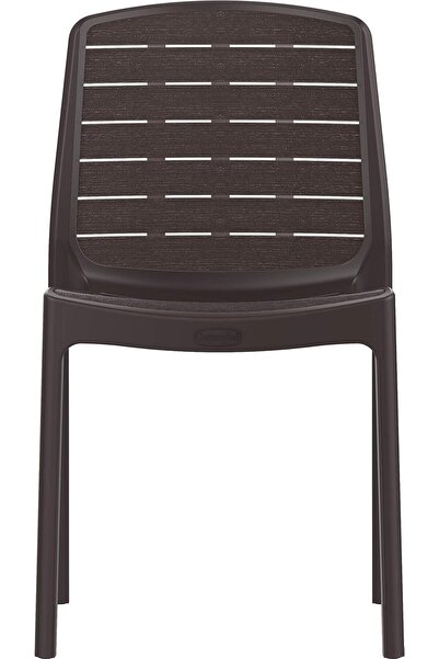 Cosmoplast Outdoor Patio Chair, UV Resistant, Stackable, Polypropylene, Dark Brown
