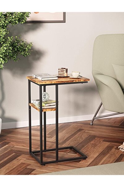 Gogoya C-shaped end table, C-side table with metal frame, sofa TV tray table, laptop desk