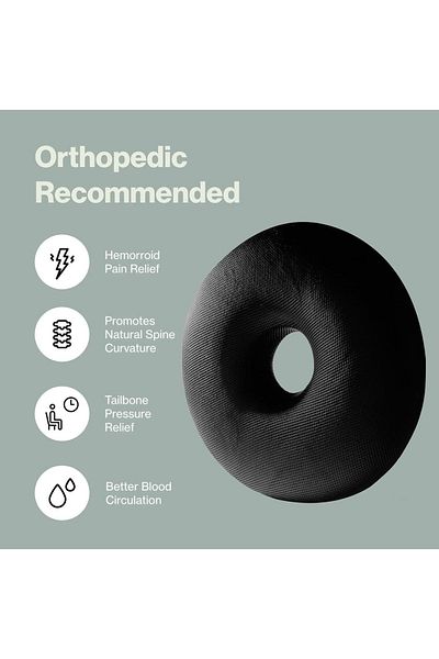 Generic Orthopedic Round Cushion – Memory Foam Donut Seat Pillow for Tailbone, Hemorrhoid, Sciatica & Post-