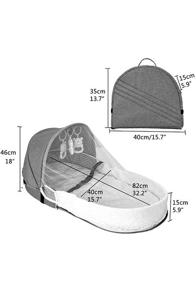 Generic Portable Baby Bed Travel Bassinet with Mosquito Net and Awning, Foldable Infant Crib, Baby Cots for
