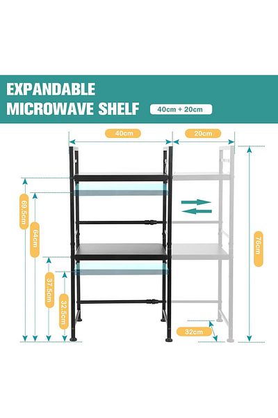 Generic Winsoyya Microwave Oven Rack, Expandable Microwave Toaster Shelf with Utensil Holder, Adjustable Co