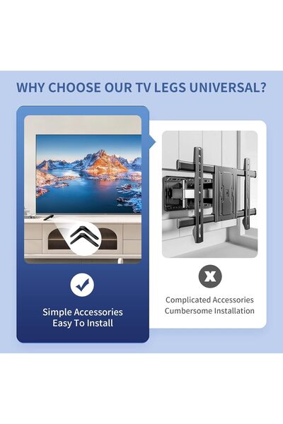 RADIOTRONICS TV Stand Base Pedestal Feet Replacement for 32-55 inch TVs (Black, 2 Pcs)