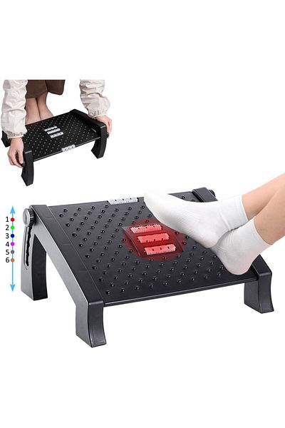 Generic Topmener Foot Rest Desk Footstool Footrest Foot Stool Desk 6 Adjustable Heights Plastic Footstool w