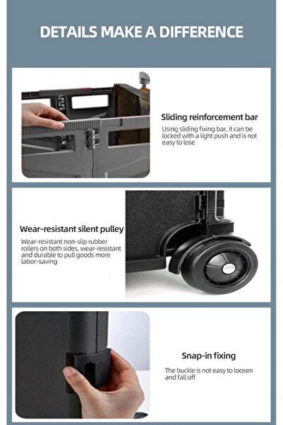 ALSafi-EST Utility Cart, Portable Folding Shopping Trolley Cart with Telescopic Handle