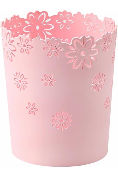 Generic Mini Plastic Wastebasket, Hollow Flower-Shaped Lace Pattern Garbage C...