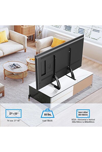 RADIOTRONICS TV Stand Mount, Universal Tabletop for 27-55 inch TVs, Holds up to 40kg, MU1019-AE