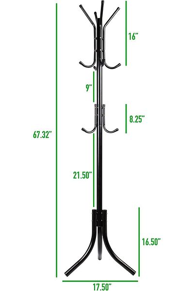 Generic Coat Rack Freestanding, Practical Metal Coat Tree Stand With 12 Hooks, Standing Coat Racks for Bedr