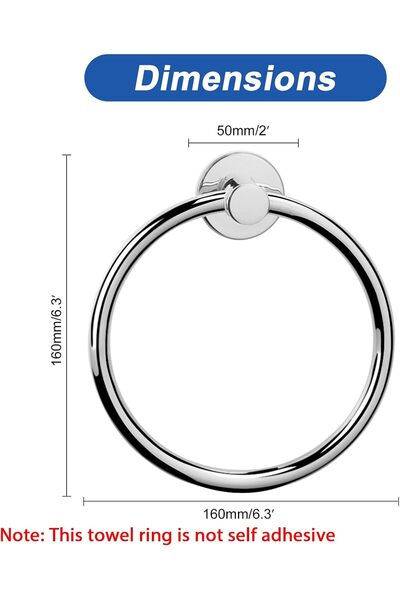 NearMoon Chrome Finish Bathroom Towel Ring – Thick Stainless Steel Wall-Mounted Round Towel Holder