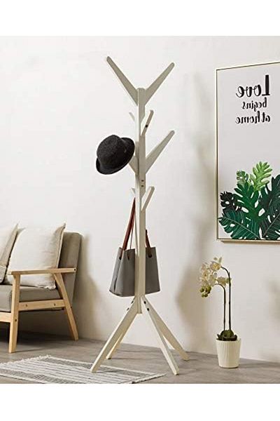 Generic Coat Rack Coat Hanger Stand with 8 Hooks Easy Assembly Free Standing for Clothes Garment Hats Umbre