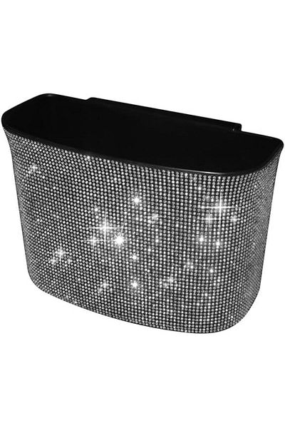 Generic EXCEFORE Car Trash Can, Hanging Wastebasket with Sparkling Rhinestones, for Desk Car small-trash Po