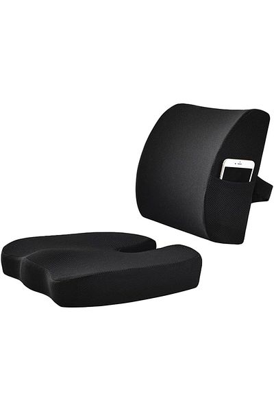 Generic Sharpdo Gel Seat Cushion,Back Cushion Set,For Car Office Computer Chair,Black