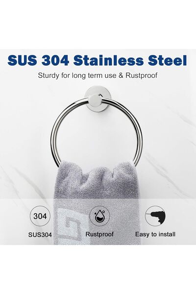 NearMoon Chrome Finish Bathroom Towel Ring – Thick Stainless Steel Wall-Mounted Round Towel Holder