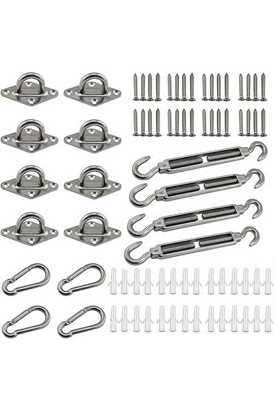 Generic URbazaar 80 Pcs Shade Sail Hardware Kit, Sun Shade Sail Fixing Kit,6 inch M6 Heavy Duty Anti-Rust 3