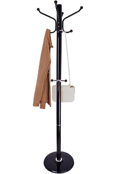 Generic Metal Coat Rack, Double Pole Coat Rack, Sturdy Coat Rack with 12 Hooks for Hats and Bags CY-45-300