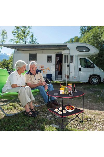 Generic ECVV® Round Portable Camping Table(72.8×50.8×61.9cm) with Carrying Bag & 4 Cup Holders - Lightweigh