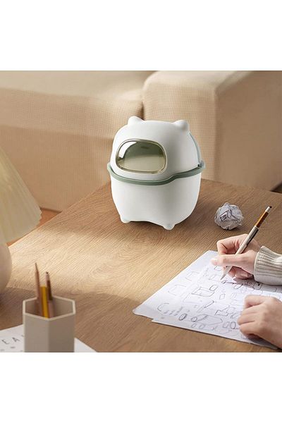 Generic Mini Ninja Desktop Flip Trash Can, Cute Small Waste Basket with Lid - Suitable for Bathrooms, Kitch