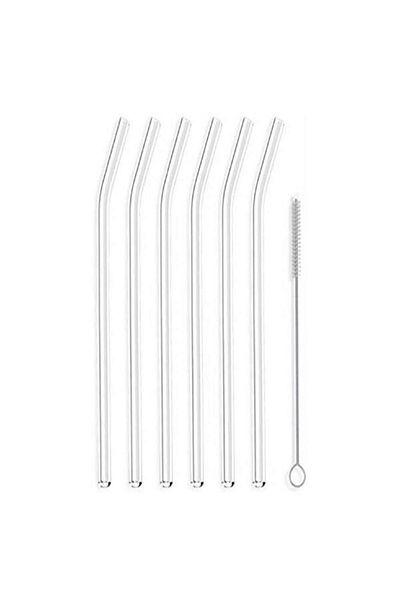 CEMRE 6-Piece Glass Straws - With Cleaning Brush