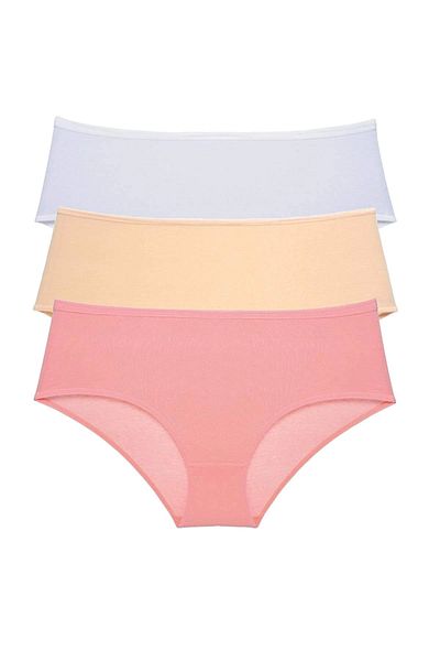PRATİKOBA 3 Pieces Women's High Waist Bato Panties White Skin Powder