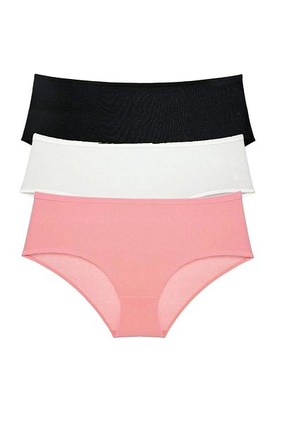 PRATİKOBA 3 Pieces Women's High Waist Bato Panties Black Cream Powder
