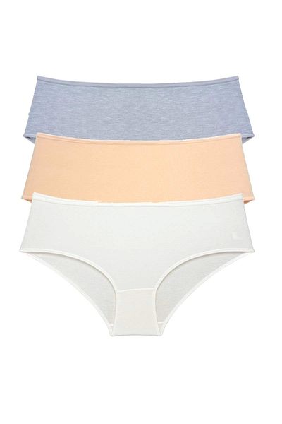 PRATİKOBA 3 Pieces Women's High Waist Bato Panties Gray Skin Cream