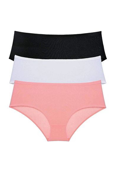 PRATİKOBA 3 Pieces Women's High Waist Bato Panties Black White Powder