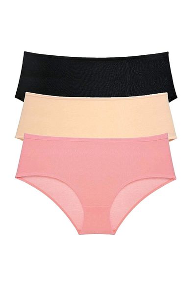 PRATİKOBA 3 Pieces Women's High Waist Bato Panties Black Skin Powder