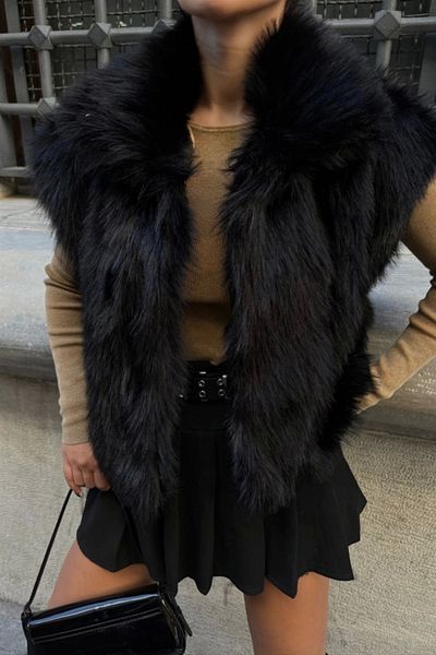 nedo7 Fur Vest - Black