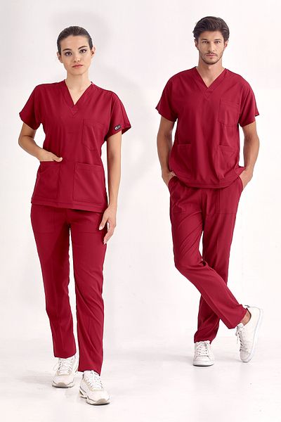 ÇİZGİ MEDİKAL Scrubs Burgundy - Cu costum uniform Lycra de înaltă calitate
