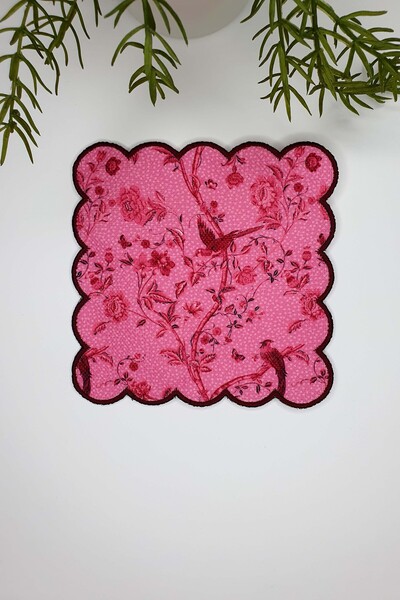 decofav فوط سفرة كوكتيل من قماش جولي فلاورز بتصميم فروع وطيور وتطريز على الحا...