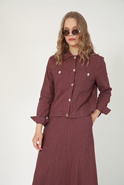 Suede Style 5757 - Stylish Comfortable Linen Shirt-Skirt Women's Set