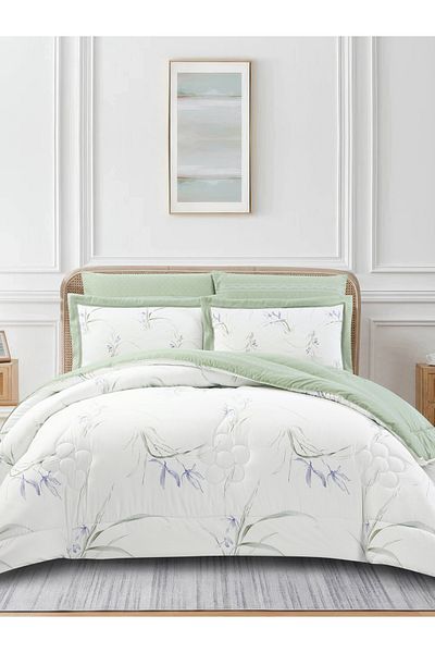 Donetella Comforter Set King Size, 6-Pcs, 260x240 cm, Printed, All Season, Microfiber, 350 GSM