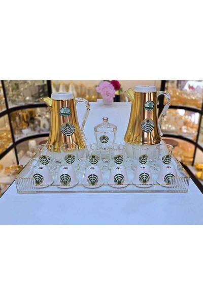 D&H Thermose Set Of 22Pieces 2Pc Thermose 6Tea Cups With 6soucers 6Cawa Cup 1Tray 1Sugar Bowl Home Gift