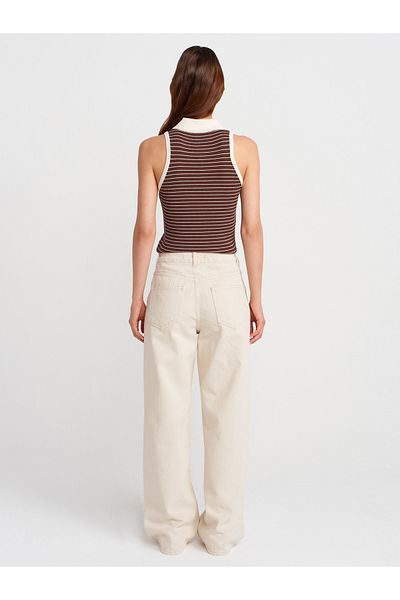 Dilvin 71994 Piecepainting Wideleg Denim Trousers-Stone