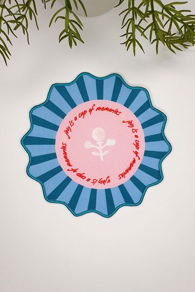 decofav Σετ με 2 διακοσμητικές υφασμάτινες χαρτοπετσέτες κοκτέιλ με σχέδιο γραφής στην άκρη