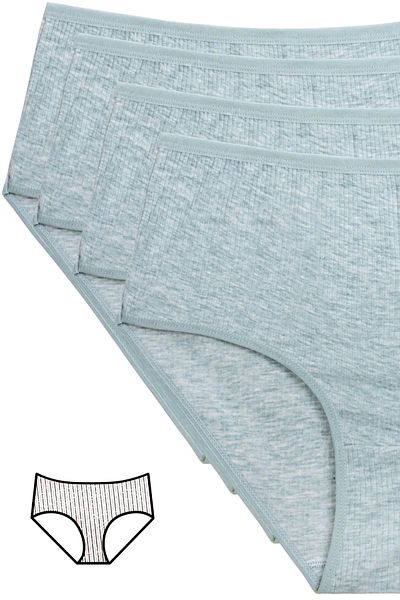 PRATİKOBA 4-Piece New Series Colorful High Waist Ribbed Bato Panties Green