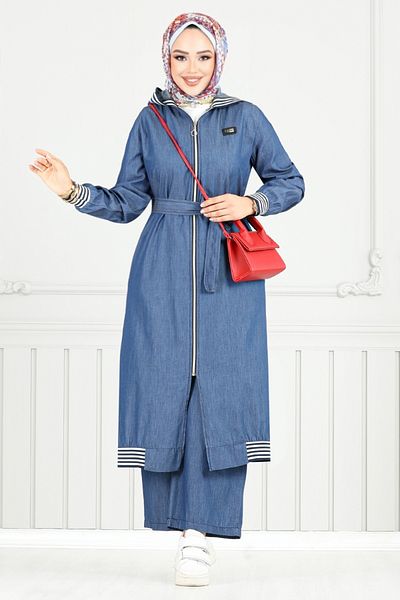 ModaMerve Set de blugi cu glugă 351MSS941-M Blugi închis