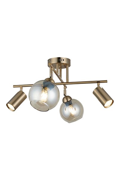 NZL Lighting Kero 2+2 Antık Lak Plafonyer ve Camlı Sarkıt Avize