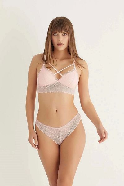 PRATİKOBA Powder Supported Cross Lace Bralet Set 5527