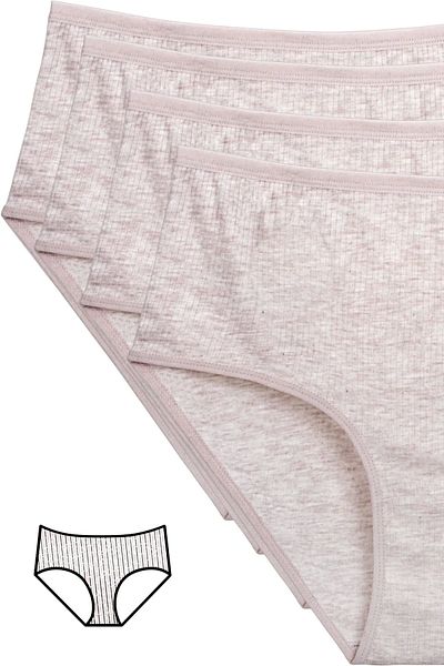 PRATİKOBA 4-Piece New Series Colorful High Waist Ribbed Bato Panties Brown